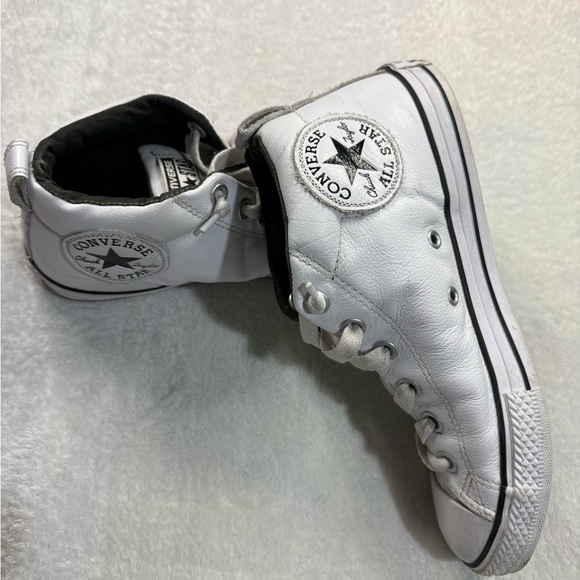 Converse White Canvas Sneakers with Rubber Sole - Picture 7 of 8
